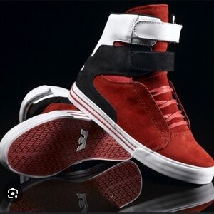 Supra Red Black White High-Top Sneakers Shoes 9 10.5 Skateboarder